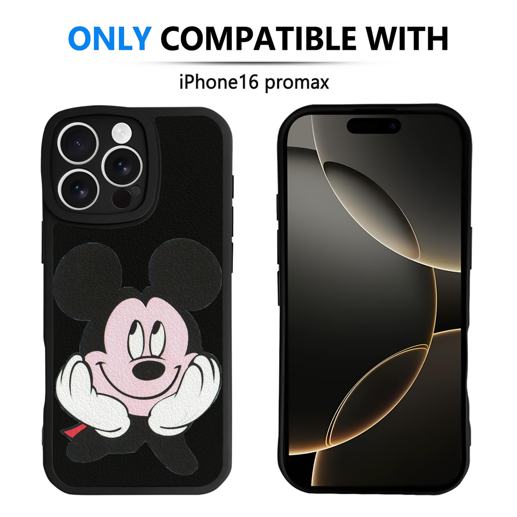 （画像用） ミッキーマウス Mickey Mouse 【iPhone 16シリーズ対応】シリコンスマホケース（レザー調） 材質：シリコン